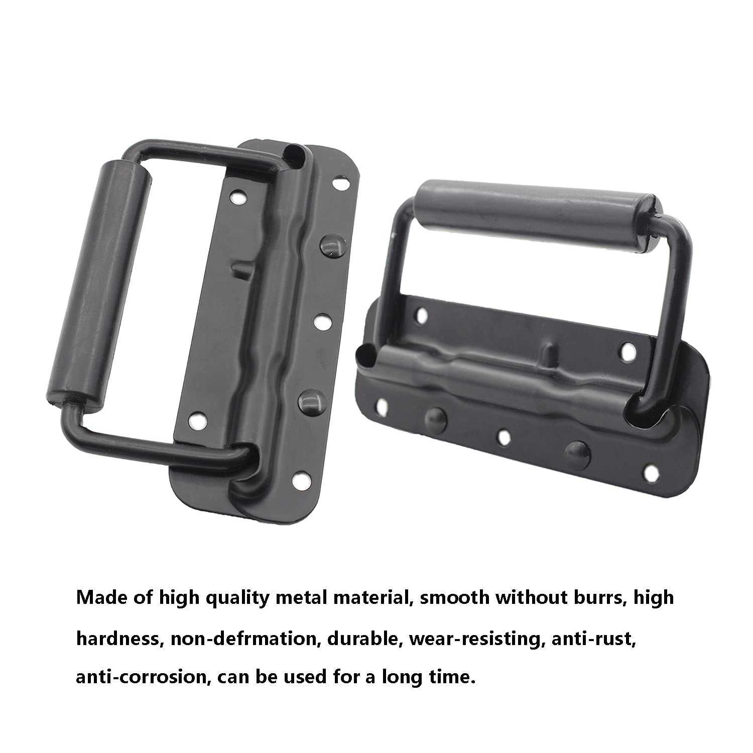 2 Pack Spring Loaded Pull Handles TTZEZE Surface Mount Chest Handle with Rubber Grip Handmade Chest Trunk Lifter — view 5