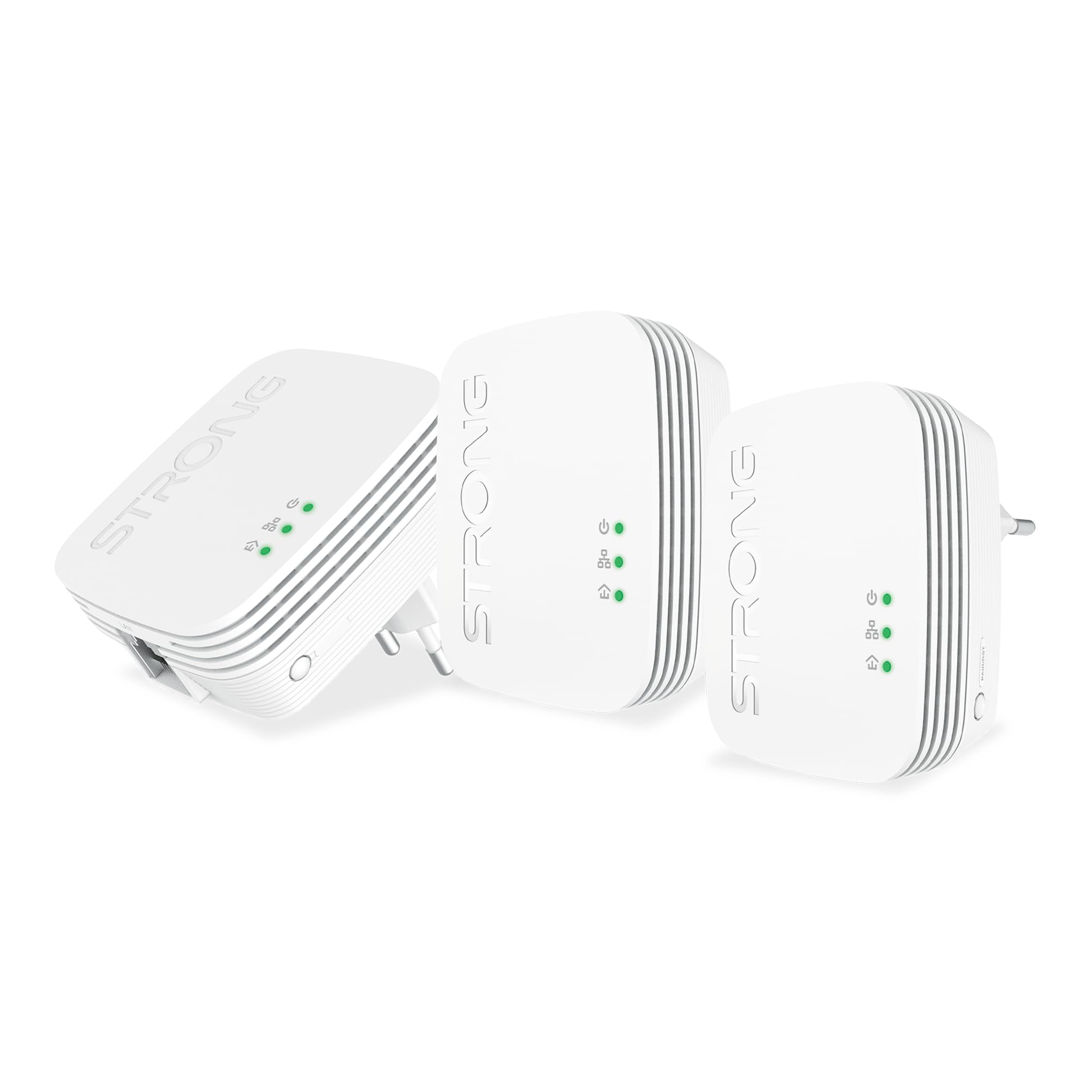 STRONG - Powerline 600 Kit Mini - Trio Prises CPL - Kit CPL - 600 Mbps - Compatible Toute Box/Routeur - 1 Port Ethernet - Installation Rapide Plug & Play - Accès Internet Haut Débit Partout - Blanc