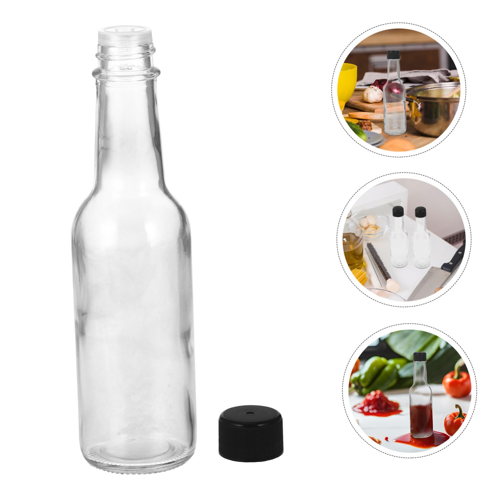 DOITOOL 6pezzi Bottiglie in Vetro per Salsa Aceto e Condimenti Dispenser di Vetro per Salse di Soia Ketchup e Altre Conserve Contenitori per Conservazione di Alimenti