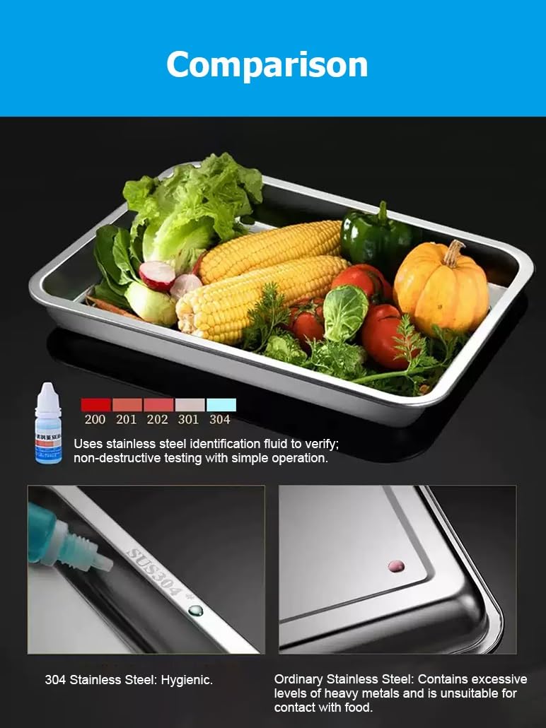 Juego de 1 2 4 6 bandeja for hornear galletas, bandeja rectangular acero inoxidable for hornear, bandeja for horno for cocina, cocina, mesa al aire libre, carrito(4pcs,58x42x10cm/22.8x16.5x3.9")