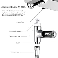 Vista 6 de Termómetro de baby shower, soporte para cabezal de ducha, termómetros Fahrenheit Celsius de lectura instantánea, pantalla digital LED para baño