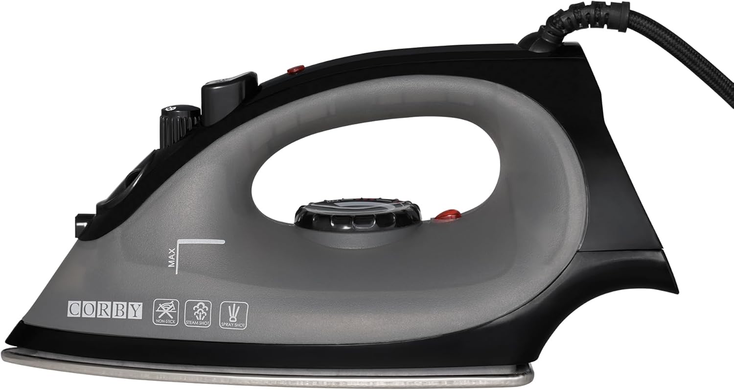 Corby Sherwood 1100W Steam Hotel Safety Iron in Black