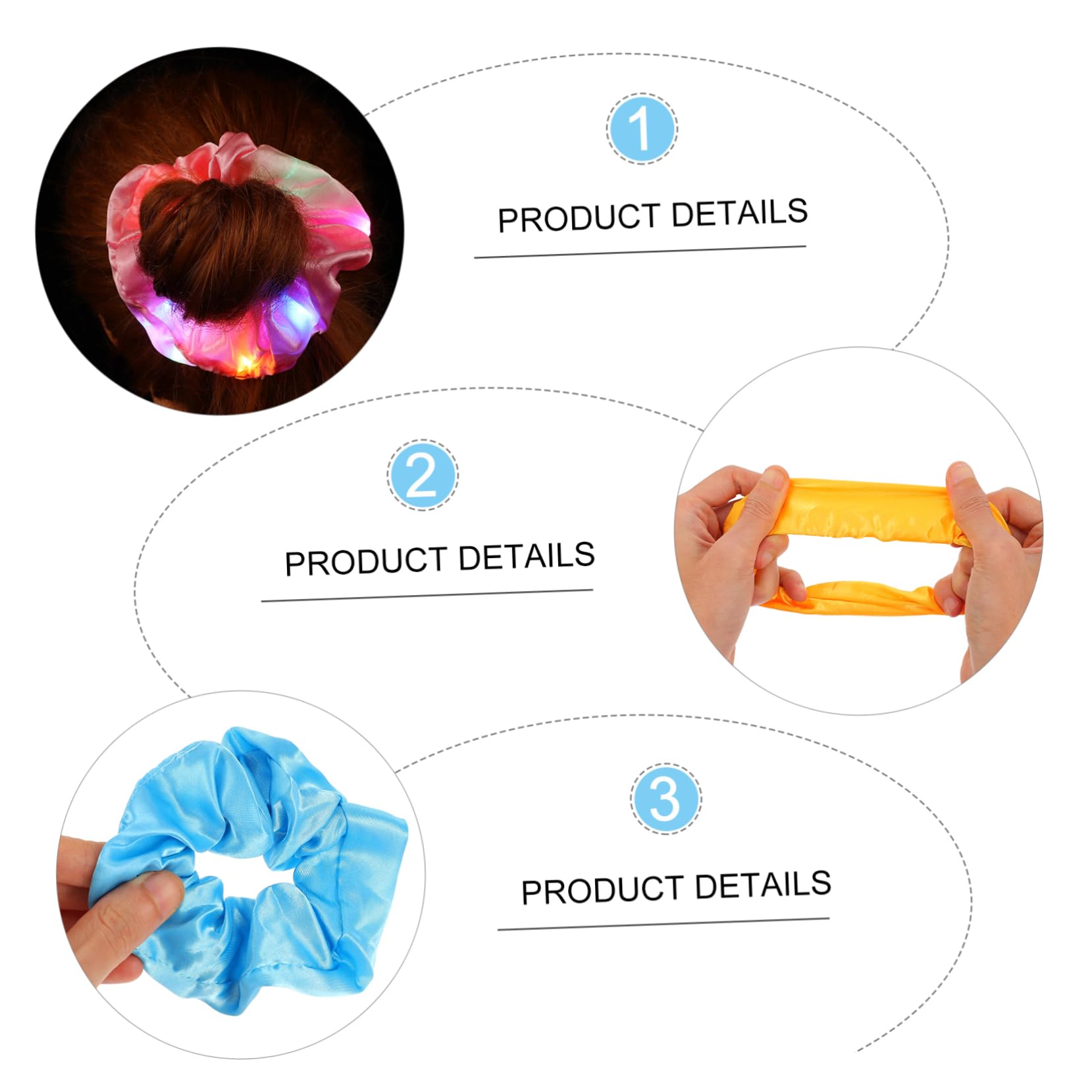 Beavorty 27piezas Led Hair Band Para Fiestas De Halloween Accesorios De Pelo Brillantes Para Niñas Coleteros Elásticos Luminiscentes