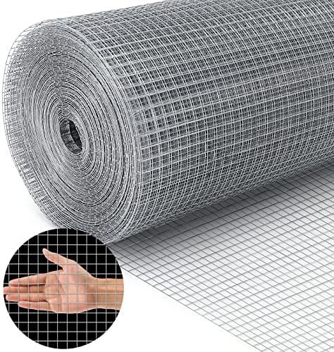 Land Guard 19 Gauge Hardware Cloth, 1/2 inch Chicken Wire Fence, Galvanized Welded Cage Wire Mesh Roll Supports Poultry Netting Cage Fence…