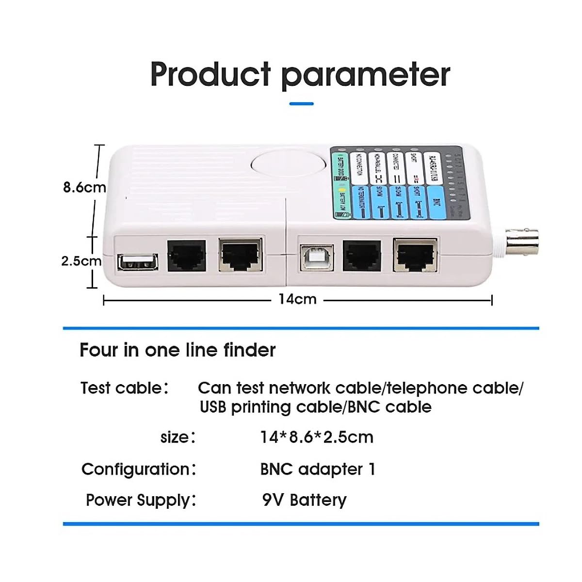 Tester Cavi Di Rete 4 In 1 Guakiili - Per RJ45/RJ11/USB/BNC, Con Unità Remota E Segnale Acustico - Foto 9