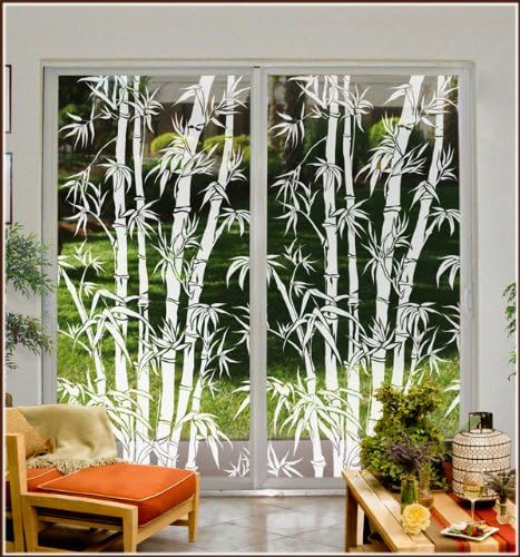 Wallpaper for Windows Big Bamboo Etched Glass Window Film 24 in x 78 Right
