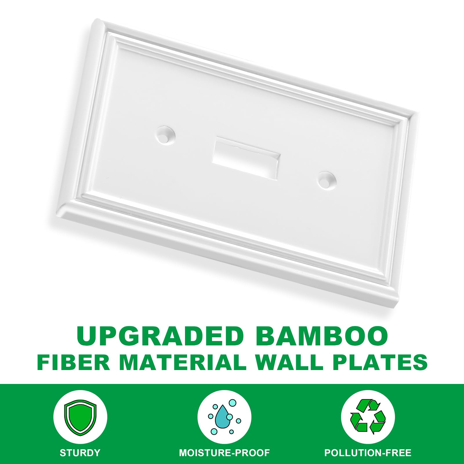 Bamboo Wall Plates - 4 Pack White -2