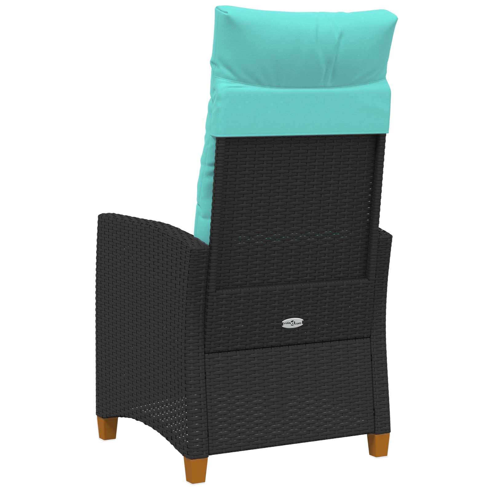 Leżak z talerzem do herbaty, polirattan, odporny na warunki atmosferyczne, krzesło ogrodowe, 62 x 64 x 112 cm, regulowany, na taras, balkon, do użytku na zewnątrz, ze stalową ramą i