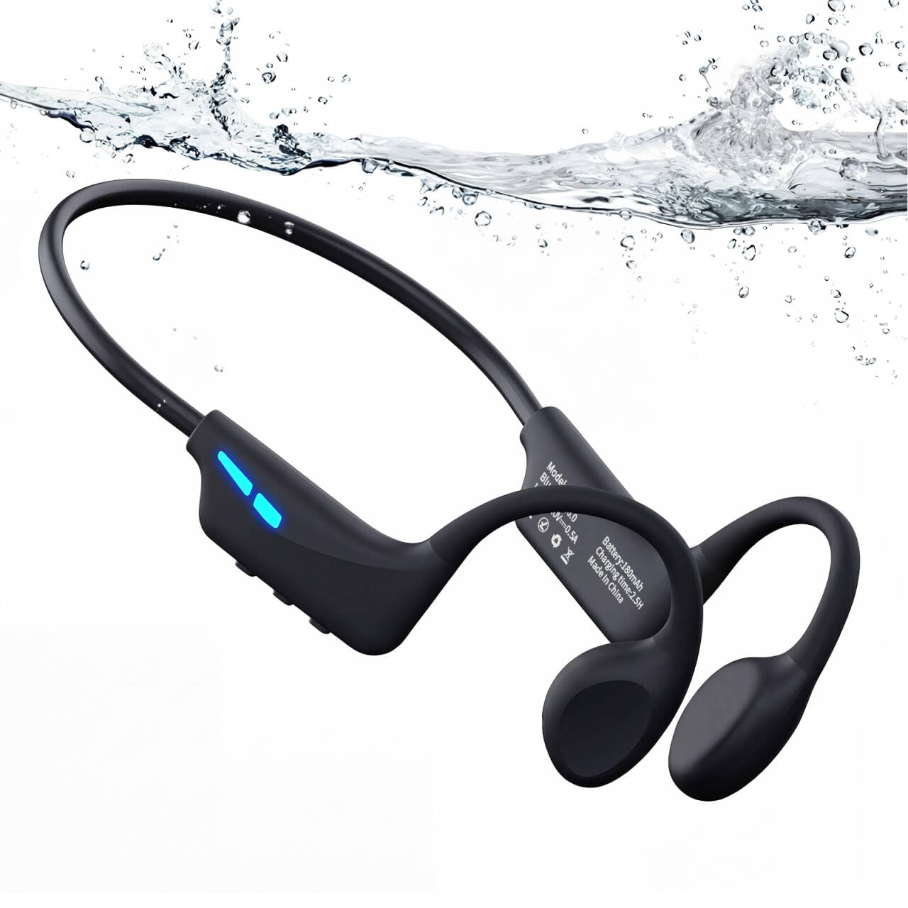 MONODEAL Knochenschall Kopfhörer Schwimmen Bluetooth 6.0 IPX8 Unterwasser MP3-Player mit 8GB Speicher Open-Ear Kopfhörer zum Schwimmen Laufen