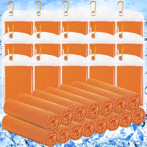 Hosuly 15 Pcs Cooling Towels 40" x 12", Orange