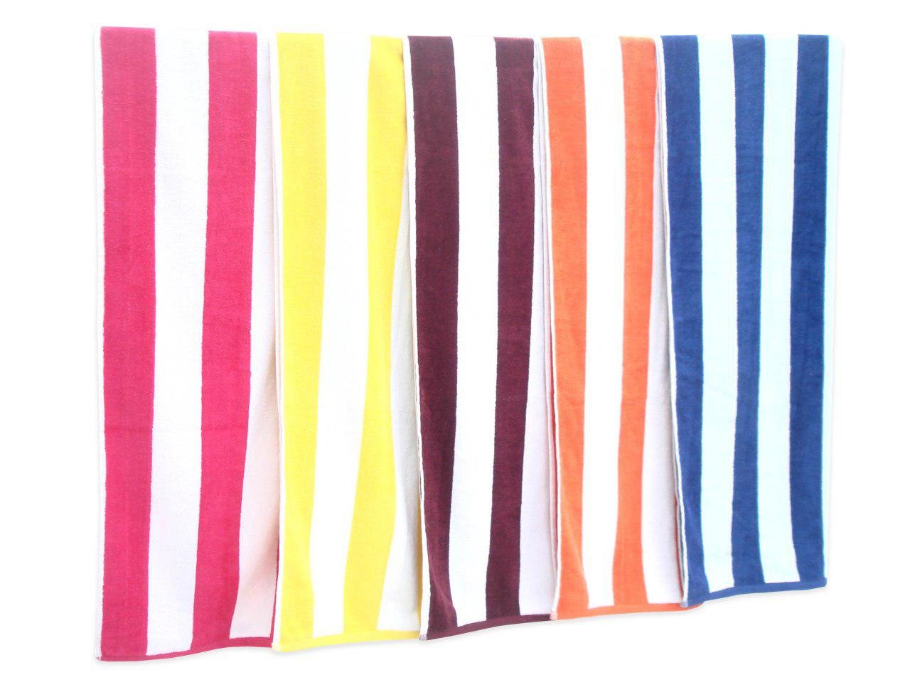Divine Overseas Cabana Stripes Super Soft 100% Cotton Velour 500 GSM 30" x 60" Inches (1 Piece Bath Towel, White & Pink) 2