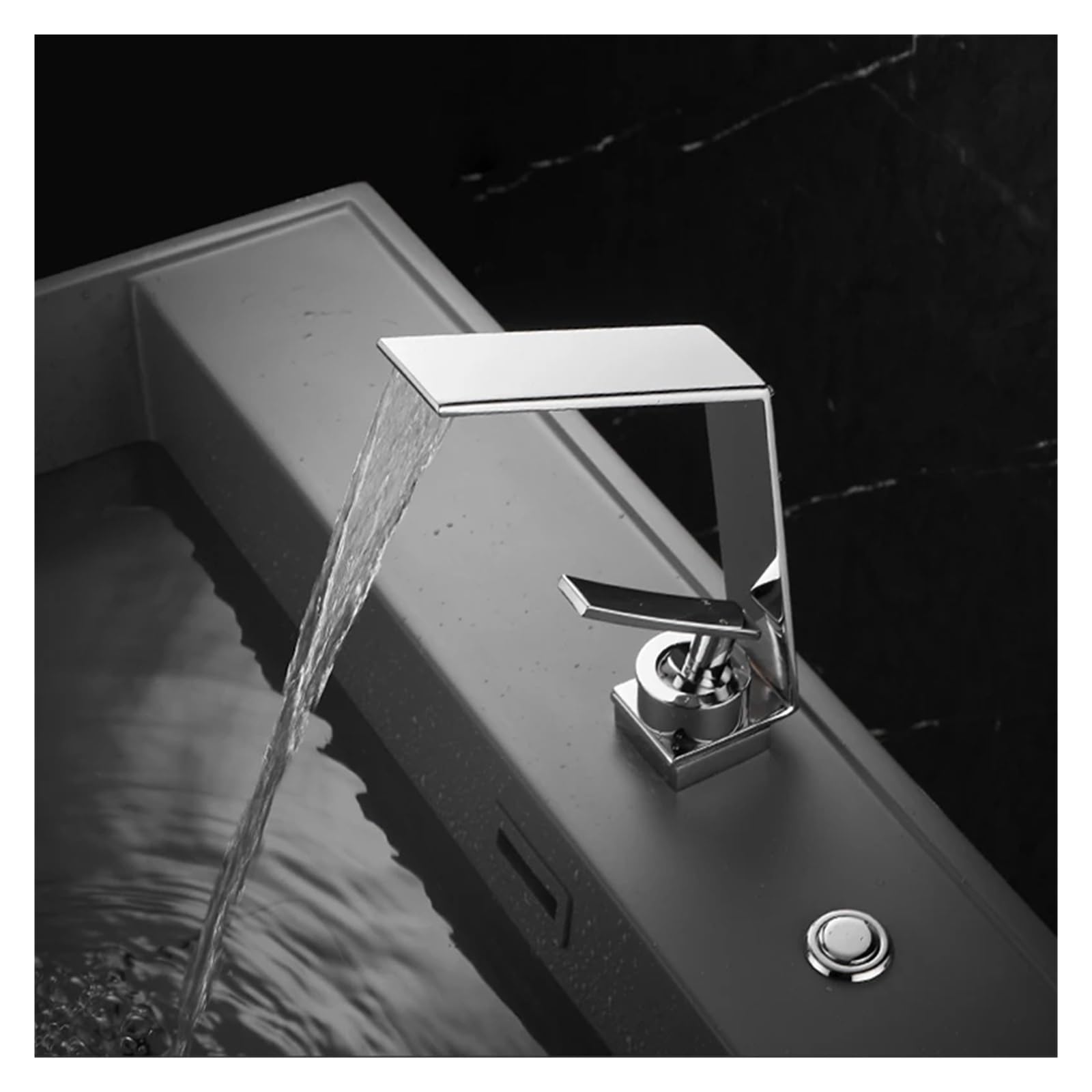 Robinet mitigeur cascade noir et blanc en acier inoxydable pour eau chaude et froide de salle de bain