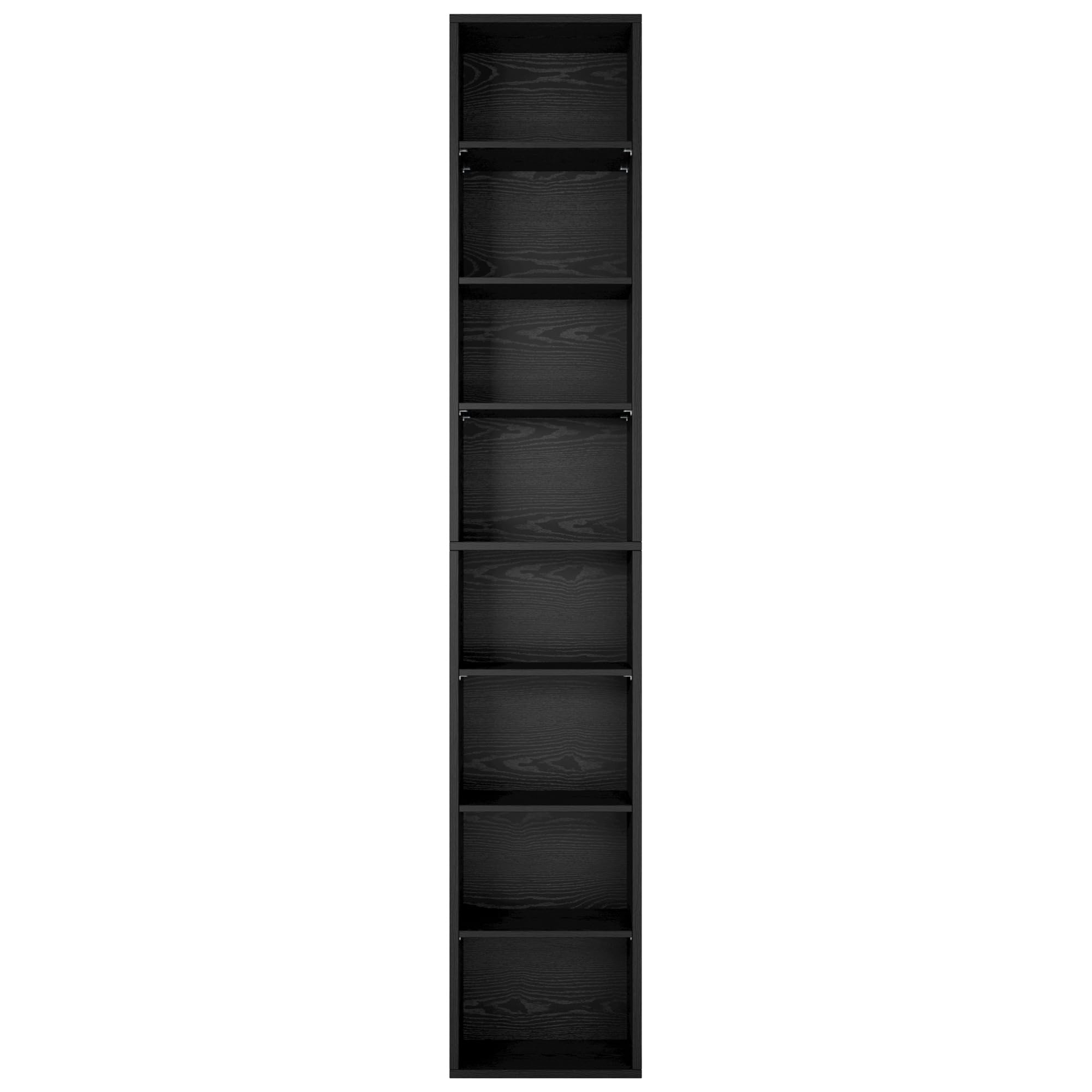 IRONCK Bücherregal Schwarz, Schmales Regal, 8-stöckiges 23.6 x 30 x 180cm | Würfelregal mit 8 Ebenen, Aufbewahrungsregal, Präsentationsregal, offenes Regal, für Wohnzimmer Home Office Schlafzimmer