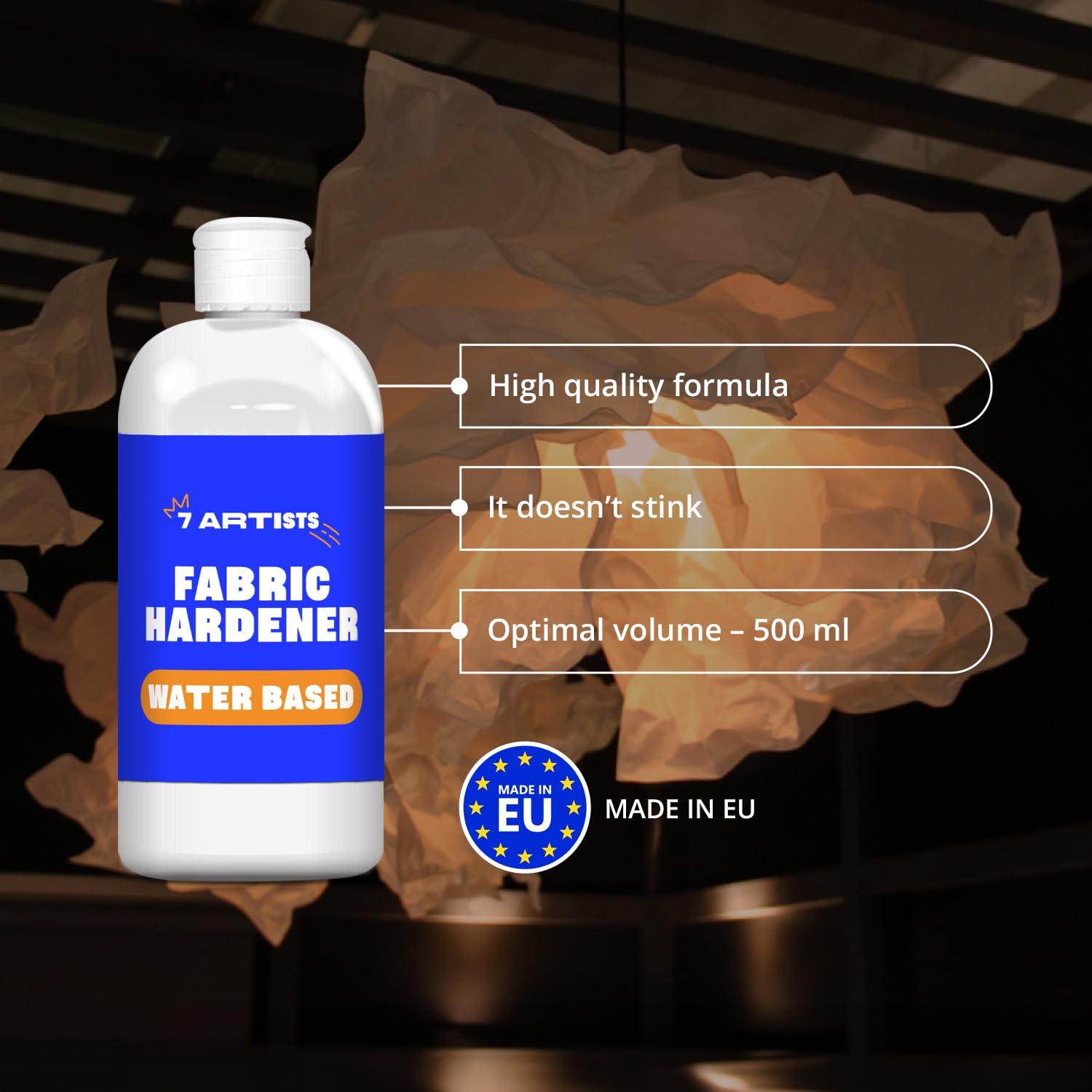 7 Artists Fabric Stiffener 500 ml - Textile Hardener for Cotton Wool, Denim, Silk, Linen, Roller Blinds - Image 3