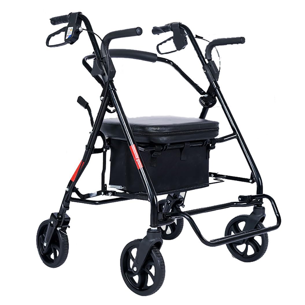 4 Ruedas Caminadores,Andadores Adultos con Asiento,Andador plegable ligero,Rollator plegable para todos los terrenos A