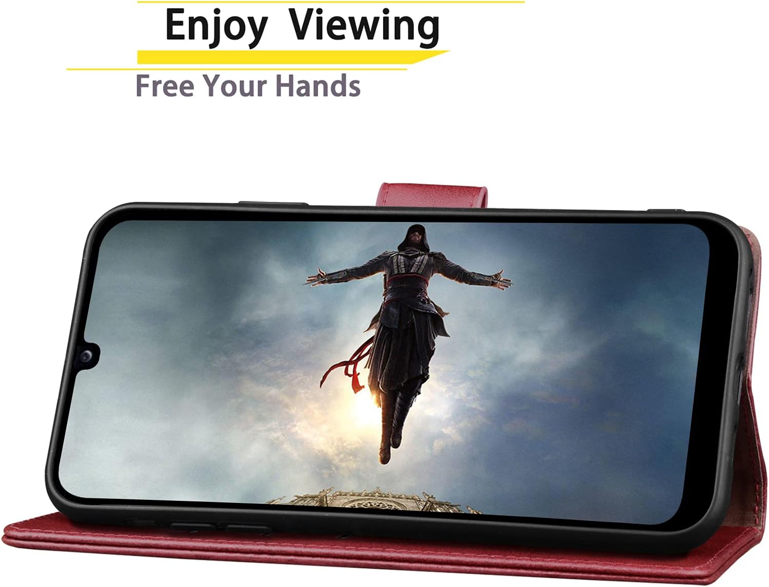 SUANPOT for Samsung Galaxy A50/A50S/A30S with RFID Blocking Leather Wallet case Credit Card Holder, Flip Folio Book Phone case Shockproof Cover for Women Men for Samsung A50 case Wallet (Red)