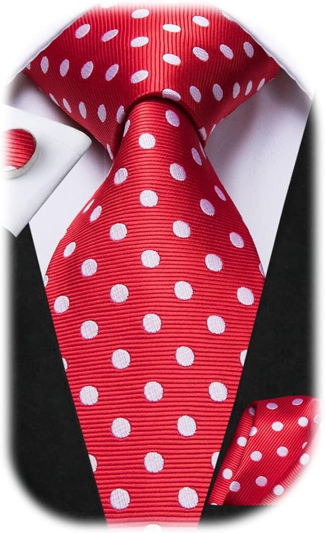 Mens Paisley Striped Tie Woven Necktie for Men and Handkerchief Cufflinks Set Wedding Formal Business