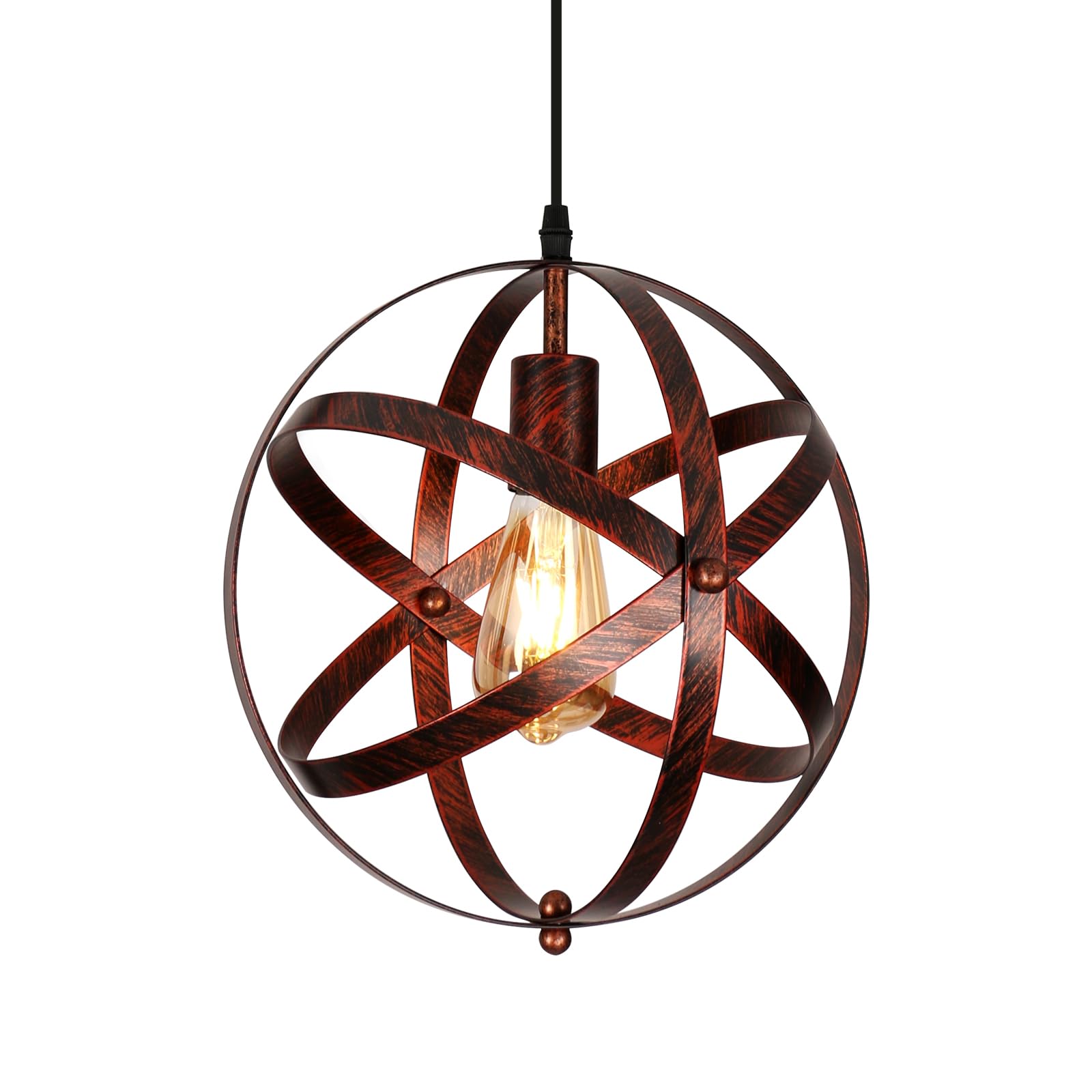 DELIPOP Lámpara Colgante Industrial, E27 Lámpara de Techo Diseño de Globo, Vintage Lámpara de Araña de Metal, Iluminación para Dormitorio, Salón, Cocina, Comedor, Barra, Café, Escalera