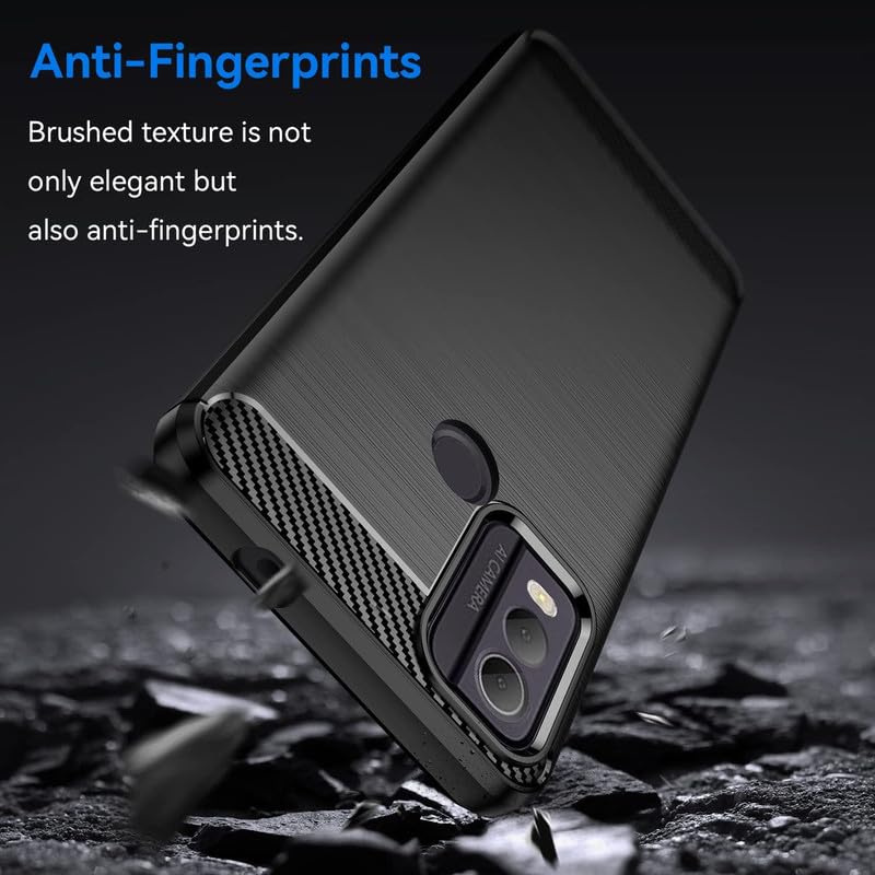 Image of NPRC Hybrid Ultra Slim Protective Case TPU Non-Slip Carbon Fiber Texture Shockproof Case Cover for Nokia C22 - Black