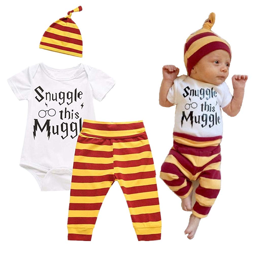 Juflam Conjuntos de ropa para bebés niño 1 Camiseta +1 pantalón +1 sombrero