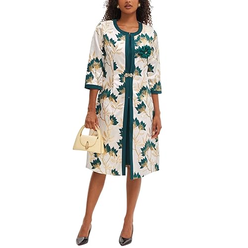 Women's Elegant 2 Piece Dress Church Suits with Exquisite Jacquard