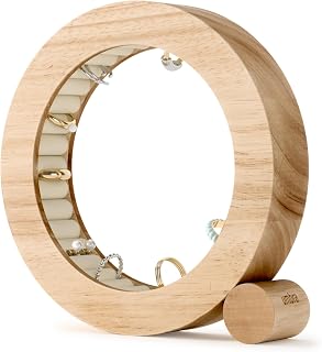 Umbra FERRIS ORGANIZADOR DE JOYAS NATURAL | Almohadas para anillos acolchadas con terciopelo, construcción de madera renovable, diseño fácil de limpiar