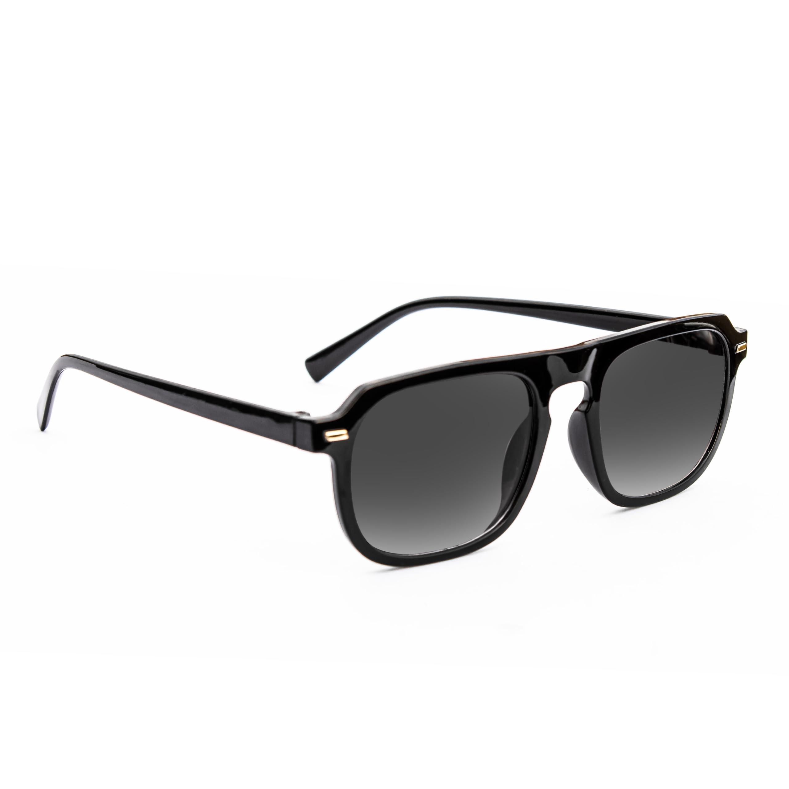 Retro Aviator Sunglasses, Black Gradient Grey Lenses-picture-30