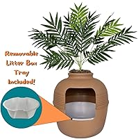 Vista 95 de Good Pet Stuff Kit original de caja de arena oculta y forro reutilizable, maceta redonda cerrada con plantas artificiales, sistema de filtro de olor