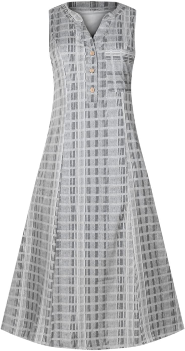 Womens Sleeveless Dresses Dresses for Women Vneck Beach Hawaiian Striped Maxi Long Fall Summer Dresses 2026