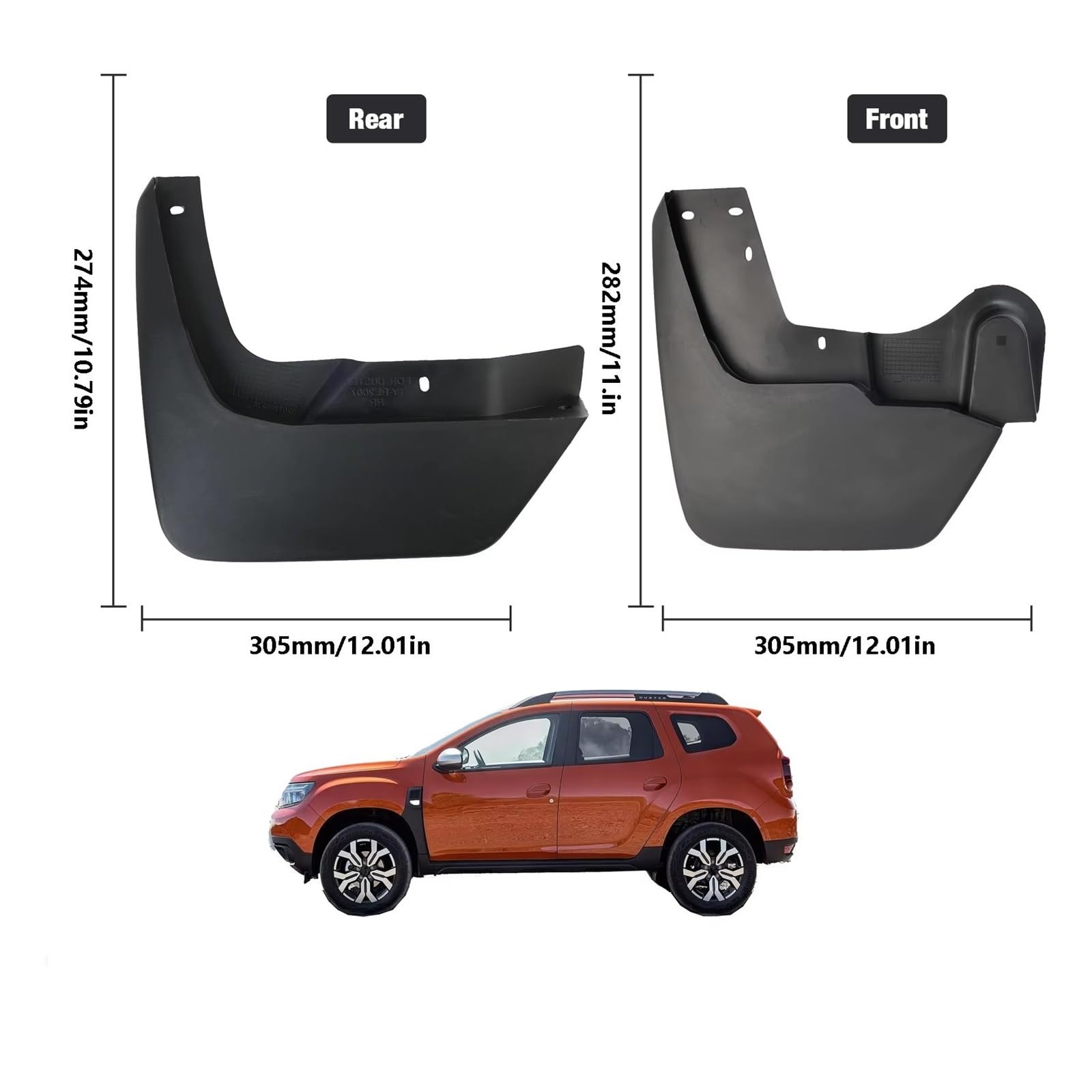 Coche Faldillas para Dacia para Duster II 2017-2025 | Guardabarros Con Cobertura Total Ruedas Protectores Contra Salpicaduras