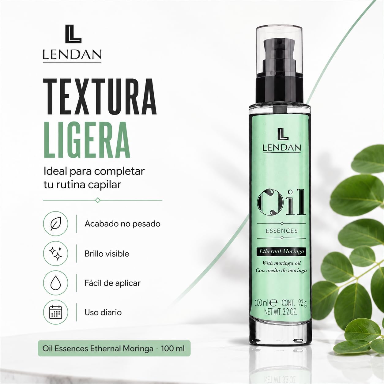 Aceite Capilar con Aceite de Moringa - 100 ml - Sérum para el Cabello - Rejuvenecedor Capilar - Hidrata, Nutre y Aporta Fuerza al Cabello