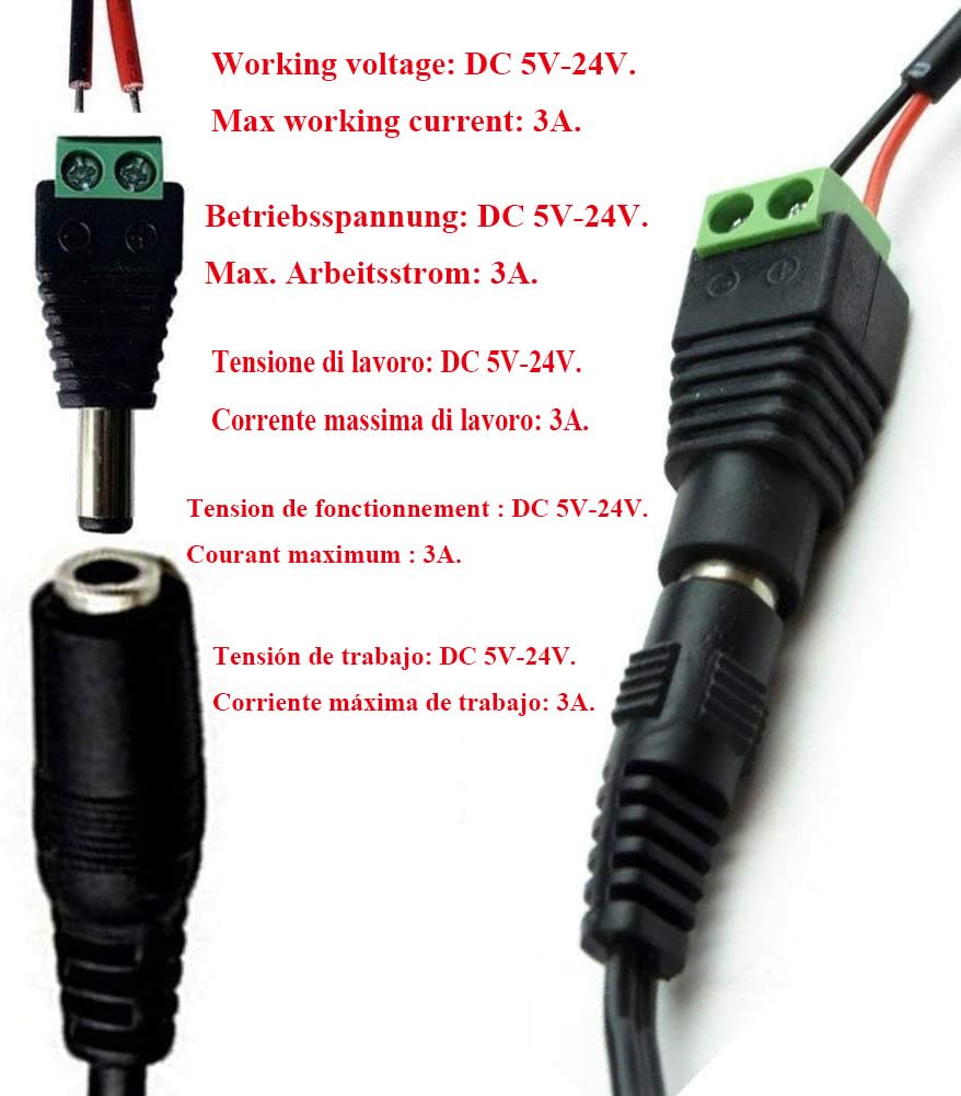 Tiyiyok 4 Paires 5,5 X 2,1 Mm Mâle Et Femelle DC Alimentation