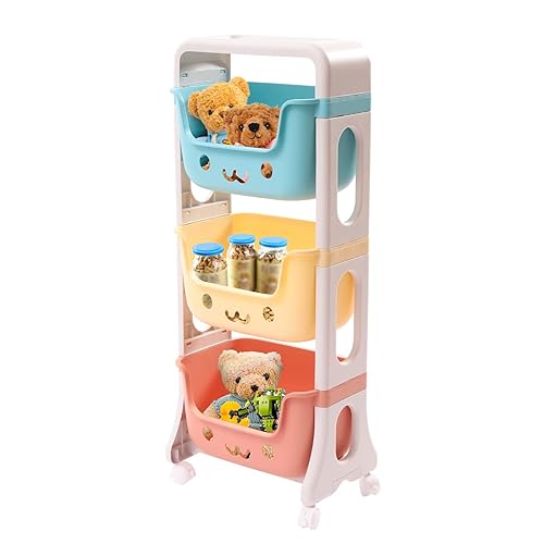 Organizador de almacenamiento de juguetes para niños, carrito rodante de 3 niveles, decoración de sala de juegos para niños, estante de actividades