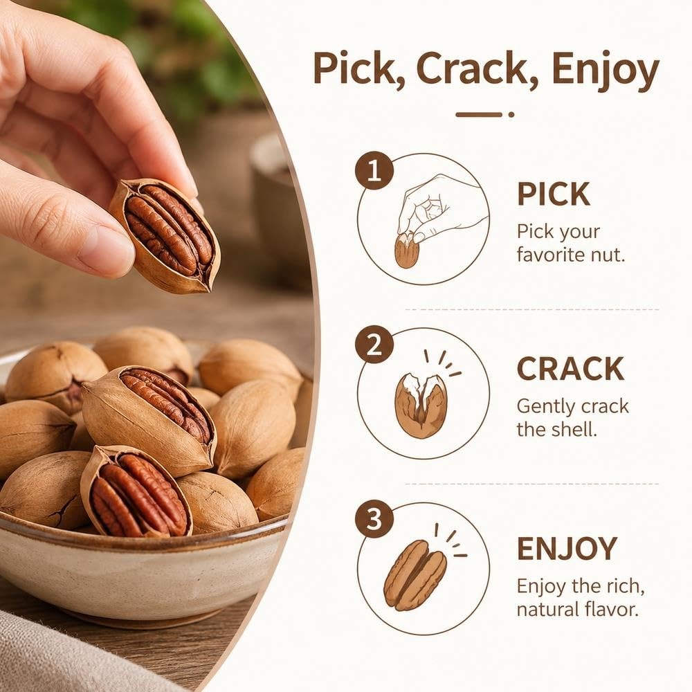 Busta da 120 g di noci pecan tostate con guscio Easy Peel