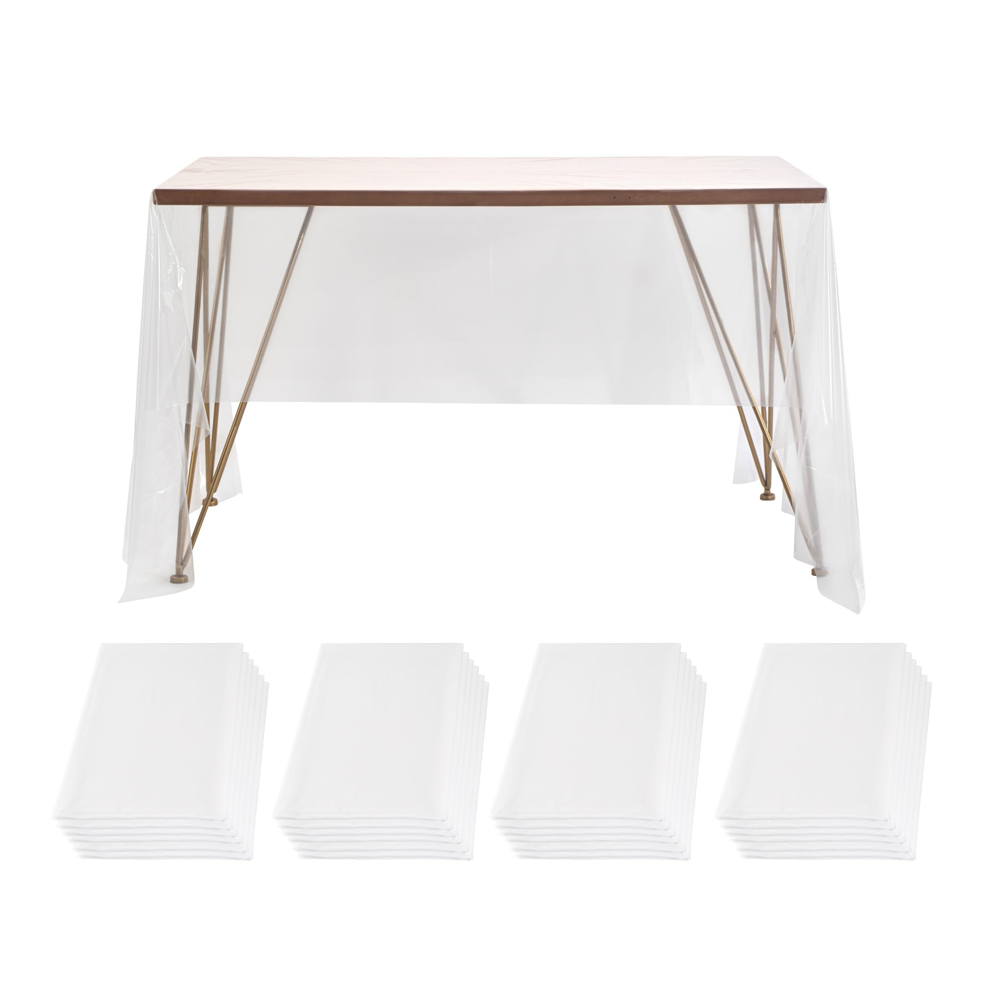 Restaurantware Tovaglia rettangolare usa e getta in plastica trasparente, 50 pezzi, 137 x 274 cm, impermeabile, per cene, feste, banchetti, matrimoni