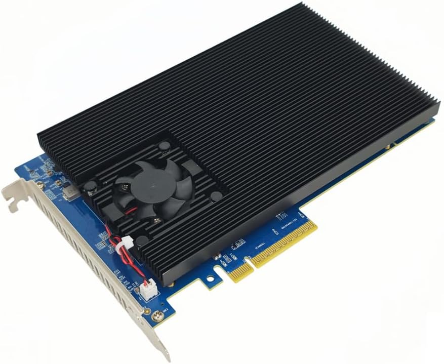 JMT PCIe4.0 X8 to 4-Bay M.2 MKey B+MKey SSD Expansion Card 16GT/S Compatible with M.2 NVMe 2242 2280 22110 SSD