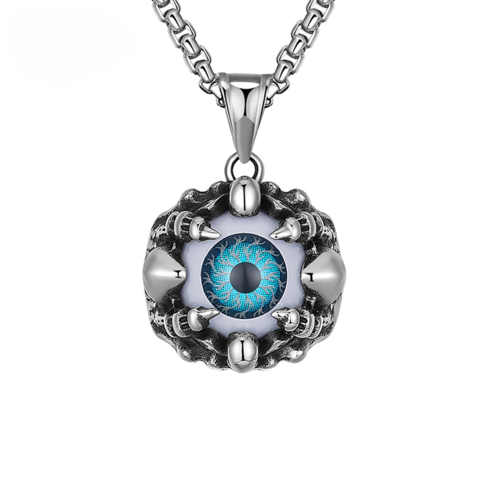 Collier œil maléfique gothique punk en acier inoxydable pour motard