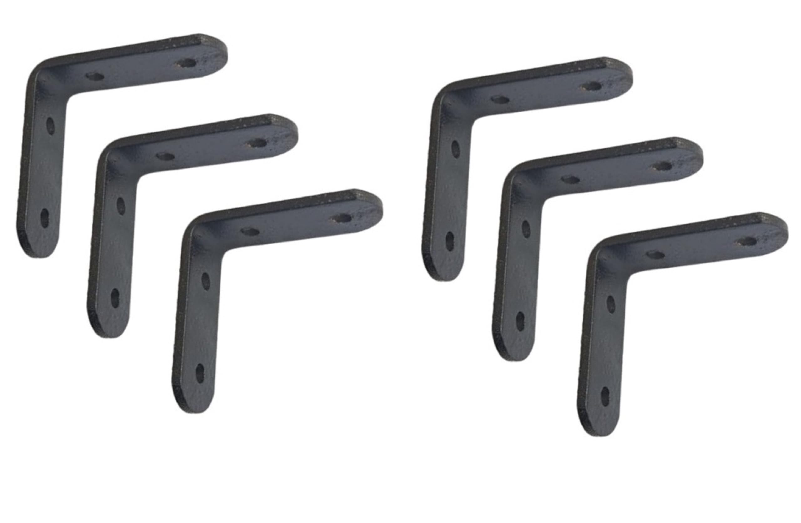 Q1 Beads 6 Pack Metal 2 x 2 inches Heavy Duty (3 mm) L Brackets Clamp - Right Angle Brace for Wood Furniture & Metal, Includes 24 Screws (2 x 2 Inches, Black Powder Coated)