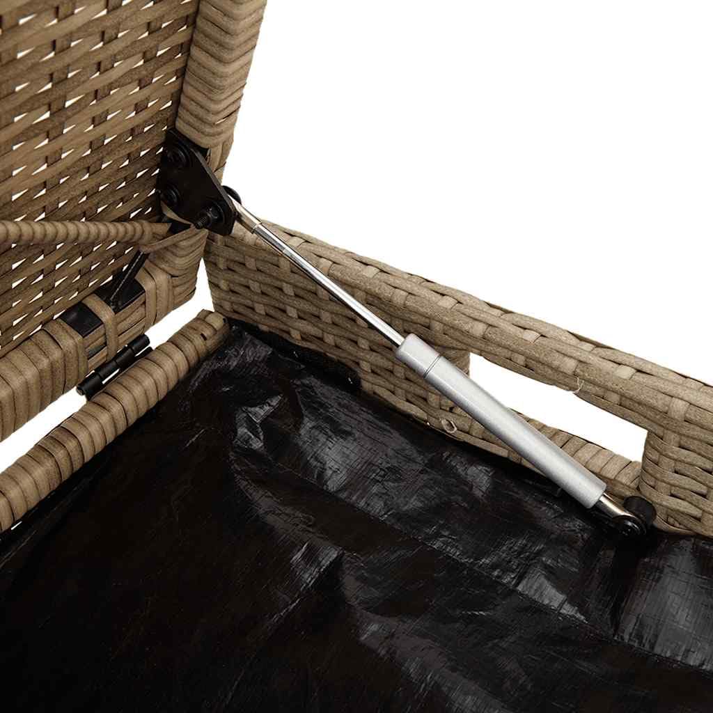 Cassapanca da Esterno con Cuscino Beige 100 cm Polyrattan Panca Portaoggetti Giardino Seduta Contenitore con Coperchio Ammortizzato Resistente UV Impermeabile per Terrazzo Balcone