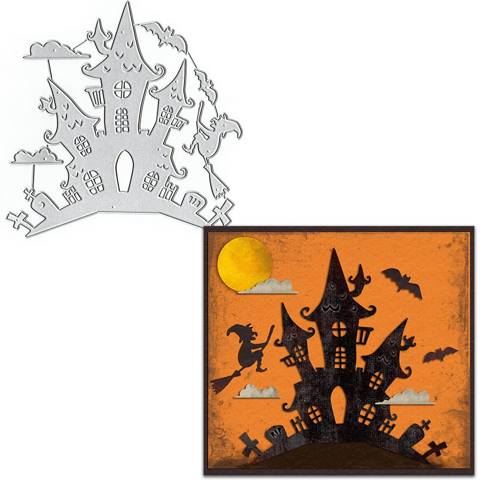 Heureppy Halloween wykrojniki do domu, wykrojniki do tworzenia kart, tło do domu, nietoperze, wytłaczanie, szablon, narzędzie, DIY, scrapbooking, album fotograficzny, rękodzieło, materiały dekoracyjne