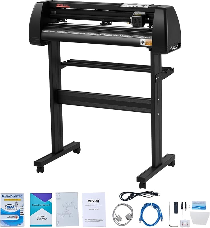 VEVOR Vinyl Vágógép 720mm Adagolási Szélességgel, 800mm/s Sebességű Fóliavágó Plotter, 3mm Vágási Vastagság, Signcut & Signmaster Szoftverre