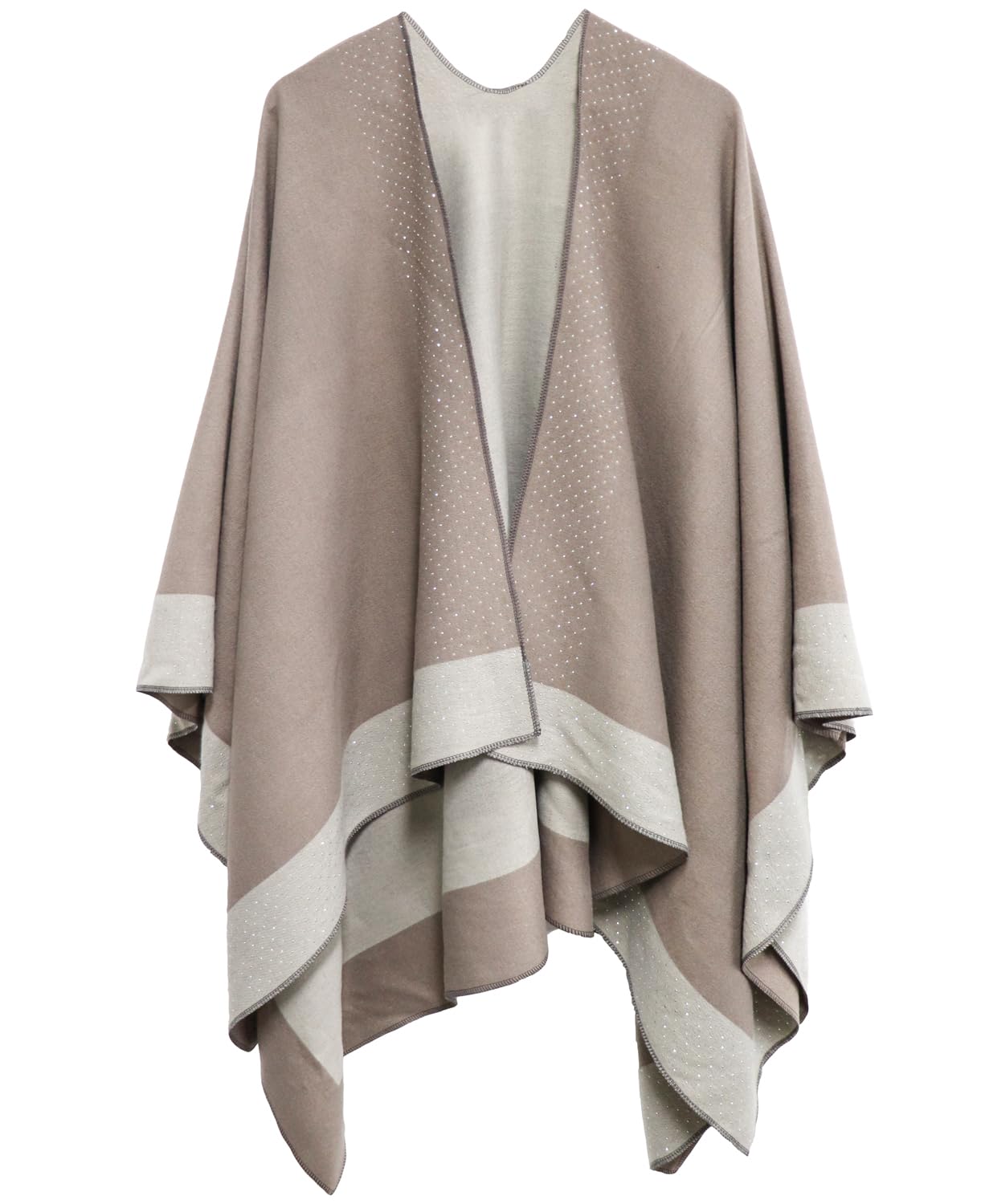 Shmily Girl Poncho Femme Hiver Élégant Châle Femme Chaud Poncho Cape Réversible Écharpe Châle Hiver Automne Poncho Châle Ouvert Cape pour Femme