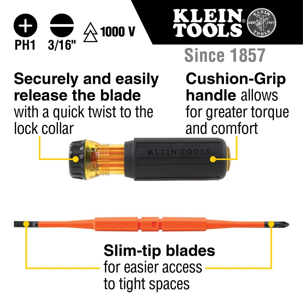 Amazon.com: Klein Tools 32286 Insulated Screwdriver, 2-in-1
