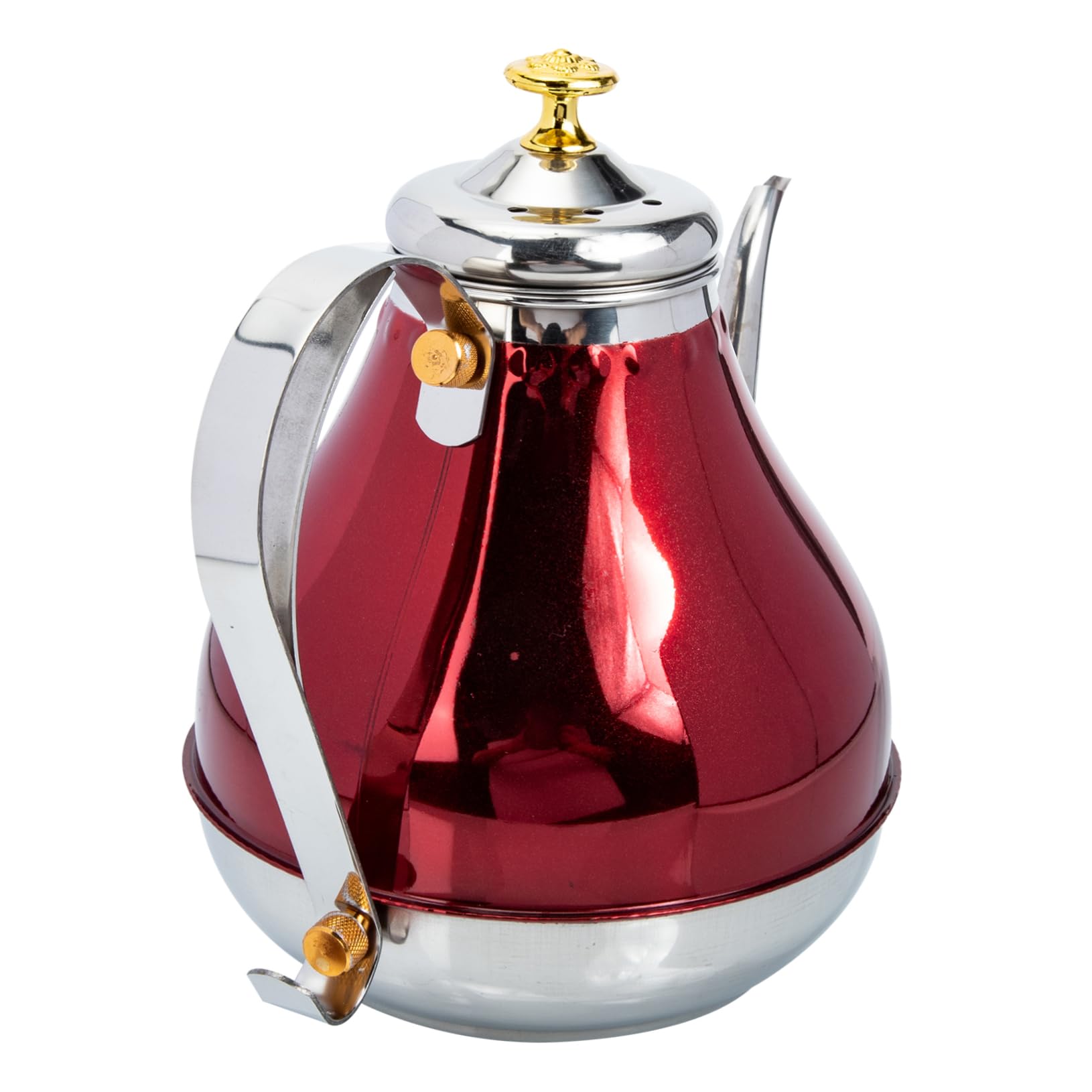 MUCKLILY Elegant Red Teapot Large Capacity Stainless Steel with Easy-grasp Handle