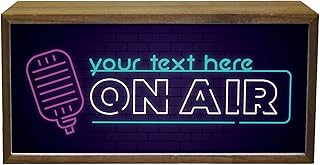 Personalised Light Box On Air Studio|Custom Illuminated Light Up LED Room Sign |DJ Recording Artist Classic Retro Lighting |Bright Display Show Broadcasting | Live Social Media Content Creator Gift