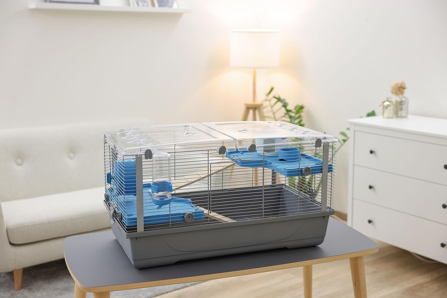 Pet's Market - Eva 22 Gabbia per Criceti con Casetta, Mangiatoia e Abbeveratoio e Ruota, Gabbietta per Piccoli Roditori Gabbia per Porcellino d'India 79x45x42h