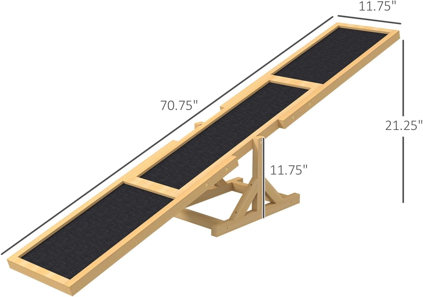 Dog Agility Seesaw 71" - Durable Wooden Training Obstacle with Non-Slip Surface, Perfect for Small & Large Dogs, Easy Assembly for Outdoor Exercise (Yellow)