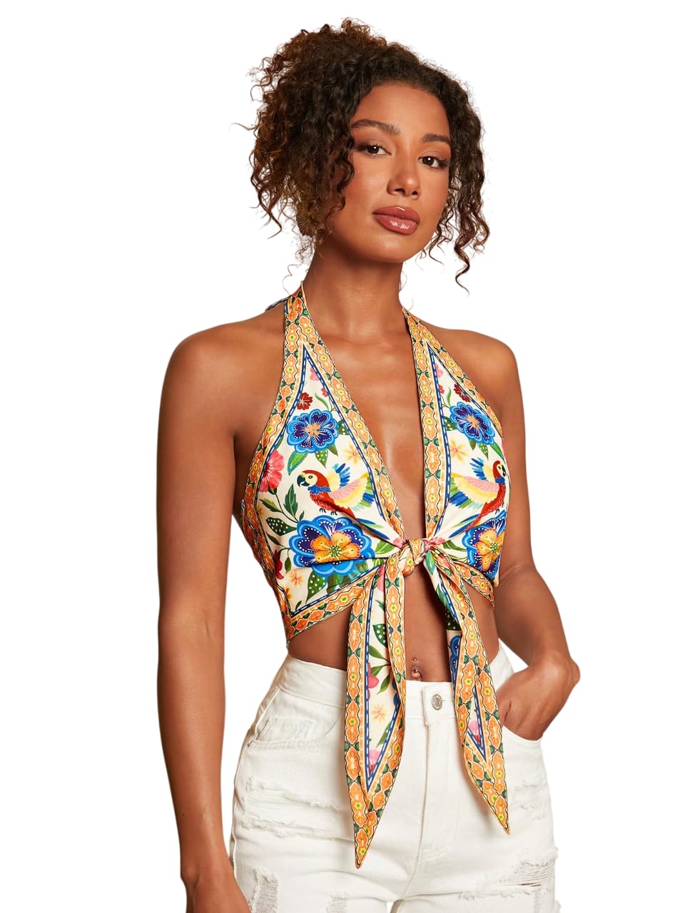 Backless Halter Neck Top for Women | Strapless Sleeveless Cami Crop | Stylish Blouse | Tie Knot Beachwear | Hot Dress Style Party Kurti Top-image-14