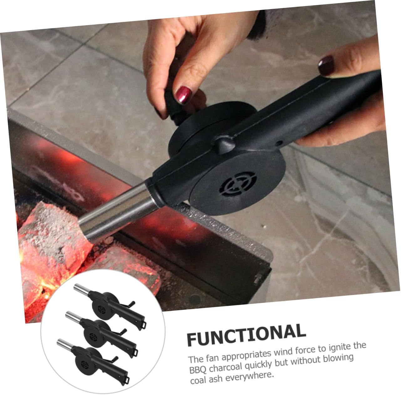 Manual Hand Crank Fire Blower for Bbq Outdoor Use 3pcs