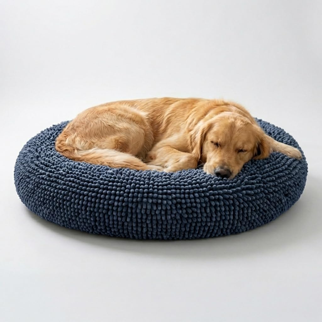 Muddy Mat® Cloud K-9 Legowisko dla psów i kotów, miękkie i relaksujące legowisko dla psa w kształcie pączka, materiał szenilowy, zdejmowana pokrywa, nadaje się do prania i suszenia w suszarce,
